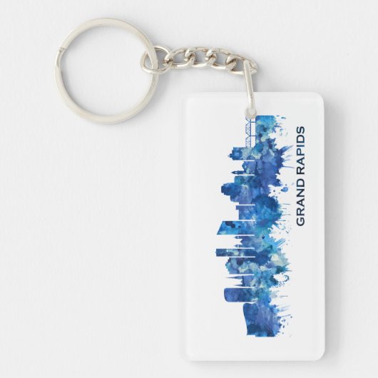 Grand Rapids Michigan Skyline Blue Sleutelhanger (Voorkant)