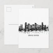 Grand Rapids Michigan Skyline BW Feestdagenkaart (Voorkant / Achterkant)