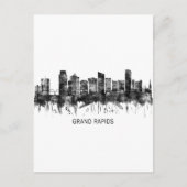 Grand Rapids Michigan Skyline BW Feestdagenkaart (Voorkant)