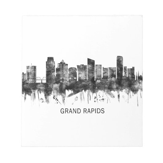 Grand Rapids Michigan Skyline BW Notitieblok (Voorkant)