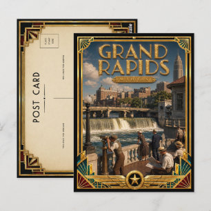 Grand Rapids Michigan Vintage Art Deco Gouden Tijd Briefkaart