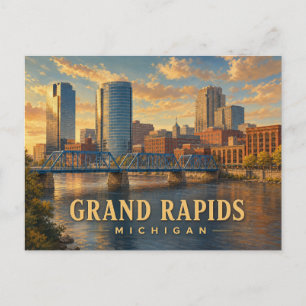 Grand Rapids Michigan Vintage Reisposter Briefkaart