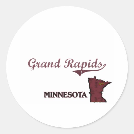 Grand Rapids Minnesota City Classic Ronde Sticker (Voorkant)