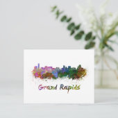 Grand Rapids skyline in waterverf Briefkaart (Staand voorkant)