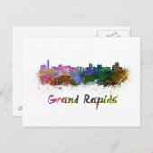 Grand Rapids skyline in waterverf Briefkaart (Voorkant / Achterkant)