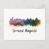 Grand Rapids skyline in waterverf Briefkaart (Voorkant)