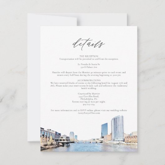 GRAND RAPIDS Skyline Wedding Details Kaart (Voorkant)