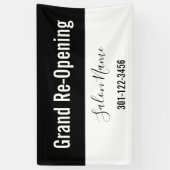Grand Re-Opening Zwart-wit Beauty Salon Spandoek (Verticaal)