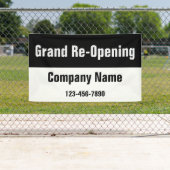 Grand Re-Opening Zwart-wit Bedrijfsnaam Spandoek (Insitu)