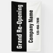 Grand Re-Opening Zwart-wit Bedrijfsnaam Spandoek (Verticaal)
