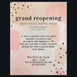 Grand Reopende Zaken Blush Pink Abstract Flyer<br><div class="desc">Groot open zaken met roze abstracte achtergrond met zwarte stippen en tekst.</div>