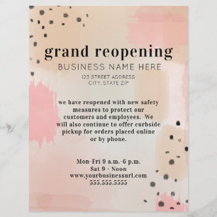 Grand Reopende Zaken Blush Pink Abstract Flyer