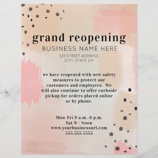 Grand Reopende Zaken Blush Pink Abstract Flyer (Voorkant)