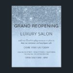 Grand Reopening Blue Sparkle Glitter Salon Flyer<br><div class="desc">Glam Baby Blue Ombre Sparkle en Glitter Grand Reopening Glam Luxury Hair Salon, Beauty Store, Eyelashes, Nails, Makeup, Microblading, Haar Stylist, Lashes, Hair Stylist of Make Up Artist Business Flyer met aangepast adres en uw bedrijfsnaam toevoegen. Dit eenvoudige, moderne en elegante gepersonaliseerde ontwerp is ideaal om uw bedrijf opnieuw te...</div>