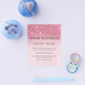 Grand Reopening Blush Pink Glitter Salon Flyer (Enkel)