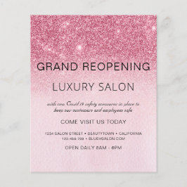 Grand Reopening Blush Pink Glitter Salon Flyer