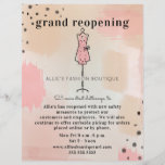 Grand Reopening Boutique Store Abstract Blush Flyer<br><div class="desc">Illustratie van een kledingvorm op een abstracte achtergrond met een roze pekkleurschema. Pas de tekst aan.</div>