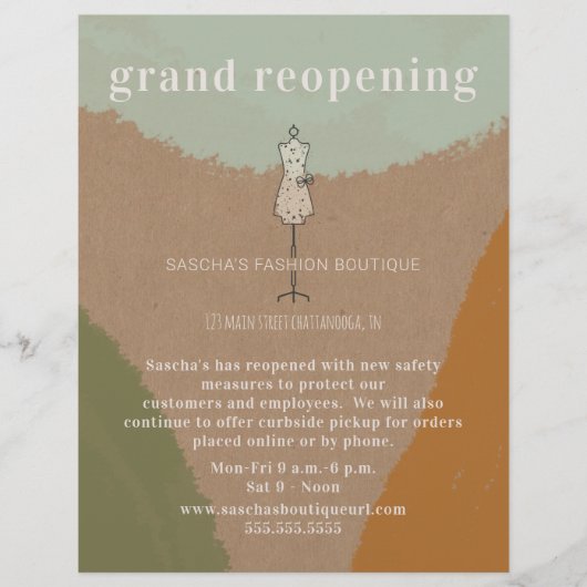 Grand Reopening Boutique Store Abstract Cardstock Flyer (Voorkant)