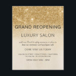 Grand Reopening Gold Glam Glitter Salon Flyer<br><div class="desc">Glam Gold Ombre Sparkle en Glitter Grand Reopening Glam Luxury Hair Salon, Beauty Store, Eyelashes, Nails, Makeup, Microblading, Haar Stylist, Lashes, Hair Stylist of Make Up Artist Business Flyer met aangepast adres: voeg uw bedrijfsnaam en retouradres toe. Dit eenvoudige, moderne en elegante gepersonaliseerde ontwerp is ideaal om uw bedrijf opnieuw...</div>
