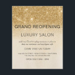Grand Reopening Gold Glam Glitter Salon Flyer<br><div class="desc">Glam Gold Ombre Sparkle en Glitter Grand Reopening Glam Luxury Hair Salon, Beauty Store, Eyelashes, Nails, Makeup, Microblading, Haar Stylist, Lashes, Hair Stylist of Make Up Artist Business Flyer met aangepast adres: voeg uw bedrijfsnaam en retouradres toe. Dit eenvoudige, moderne en elegante gepersonaliseerde ontwerp is ideaal om uw bedrijf opnieuw...</div>