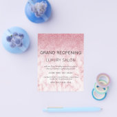 Grand Reopening Marble Pink Glitter Salon Flyer (Enkel)
