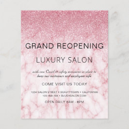 Grand Reopening Marble Pink Glitter Salon Flyer