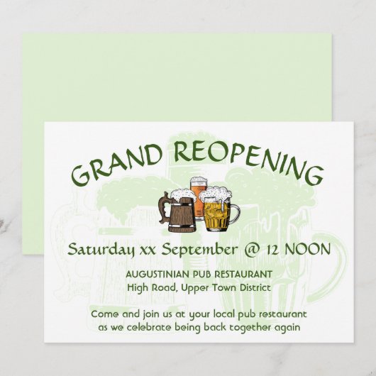 GRAND REOPENING Pub Reunion  MINT Kaart (Voorkant / Achterkant)