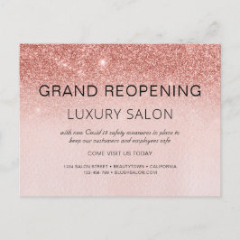 Grand ReOpening Roos Gold Glitter Salon Aankondigingskaart