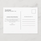 Grand ReOpening Roos Gold Glitter Salon Aankondigingskaart (Achterkant)