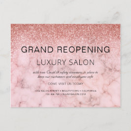 Grand ReOpening Roos Gold Glitter Salon Aankondigingskaart