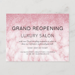 Grand ReOpening Roos Gold Glitter Salon Aankondigingskaart