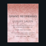 Grand ReOpening Roos Gold Glitter Salon Flyer<br><div class="desc">Girly Roos Gold - Blush Pink Ombre Marble and Sparkle and Glitter Grand Reopening Glam Luxury Hair Salon, Beauty Store, Eyelashes, Nails, Makeup, Microblading, Hair Stylist, Lashes, Hair Stylist of Make Up Artist Business Flyer met aangepast bedrijfsadres en uw zakelijke naam en retouradres toevoegen. Dit eenvoudige, moderne en elegante gepersonaliseerde...</div>