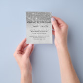 Grand Reopening Silver Modern Glitter Salon Flyer (Hand)