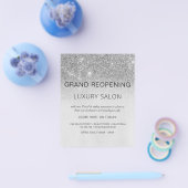 Grand Reopening Silver Modern Glitter Salon Flyer (Enkel)