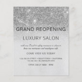 Grand Reopening Silver Modern Glitter Salon Flyer (Voorkant)