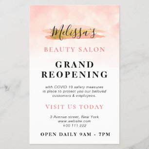 GRAND REOPENING   trendy gold pink beauty lounge Flyer