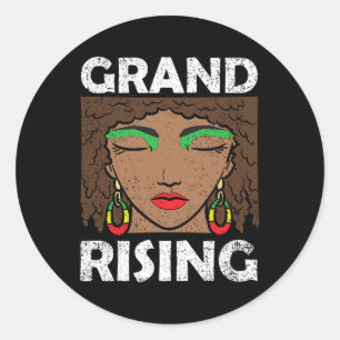 Grand Rising Black Geschiedenis Maand Kleur Mannen Ronde Sticker