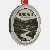 Grand River National Grassland Stream Metalen Ornament (Rechts)