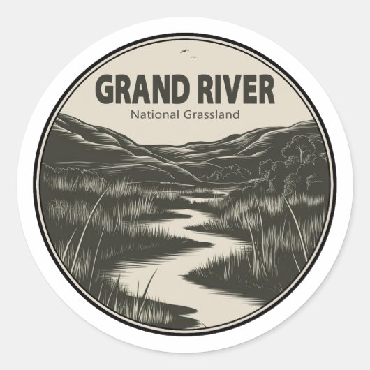 Grand River National Grassland Stream Ronde Sticker (Voorkant)