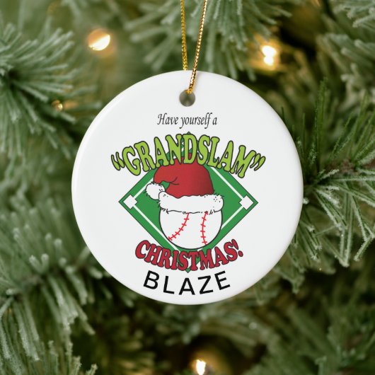 Grand Slam Baseball Kerstmis Keramisch Ornament (Boom)