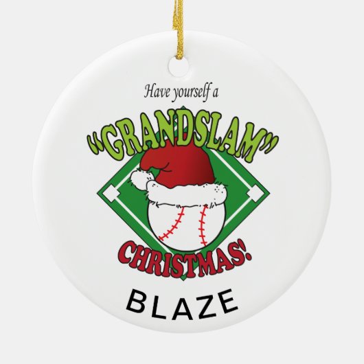 Grand Slam Baseball Kerstmis Keramisch Ornament (Achterkant)
