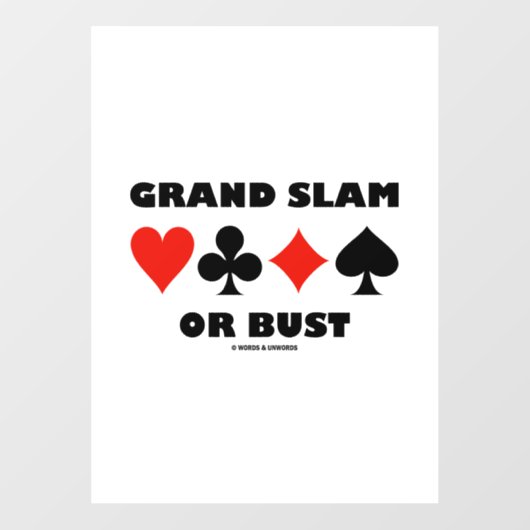 Grand Slam of Bust Bridge Game Vier kaartsleuven Raamsticker (Vel)