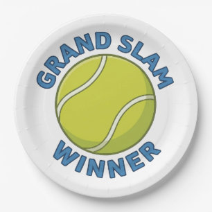 Grand Slam Winnaar Tennis Bal Sport Kampioen Papieren Bordje
