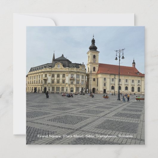Grand Square, (Piaţa Mare), Sibiu, Roemenië op een Feestdagenkaart (Voorkant)