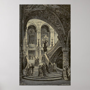 Grand stair case Paris Opera House 1877 Poster