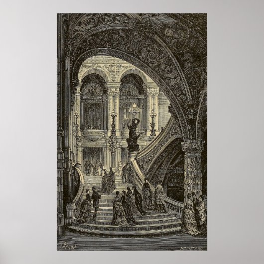 Grand stair case Paris Opera House 1877 Poster (Voorkant)