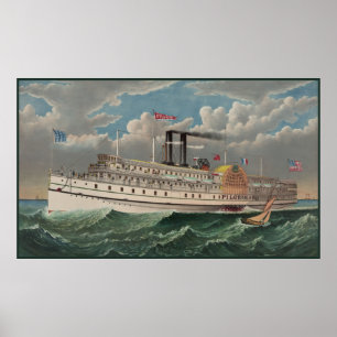 Grand Steamboat Pilgrim Werelds Grootste Rivierboo Poster