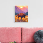 Grand Teton Bison | National Park Travel Painting Canvas Afdruk (Insitu (Woonkamer))