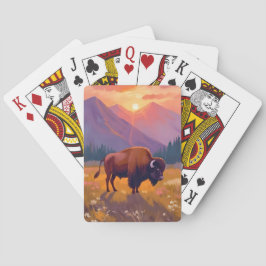 Grand Teton Bison | National Park Travel Painting Pokerkaarten
