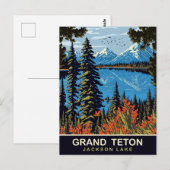Grand Teton, Jackson Lake, Reizen Briefkaart (Voorkant / Achterkant)